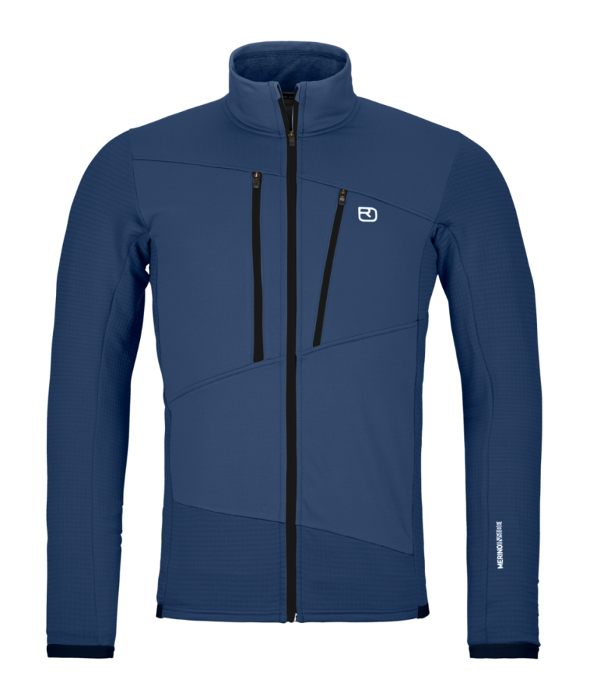 Ortovox FLEECE GRID JACKET M, blue nunatak, L