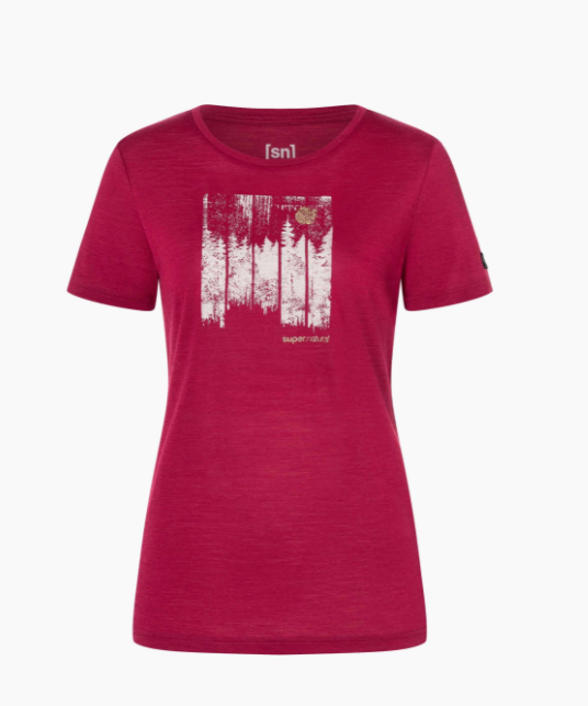 super.natural W WONDER WALD TEE, Beet Red/Various