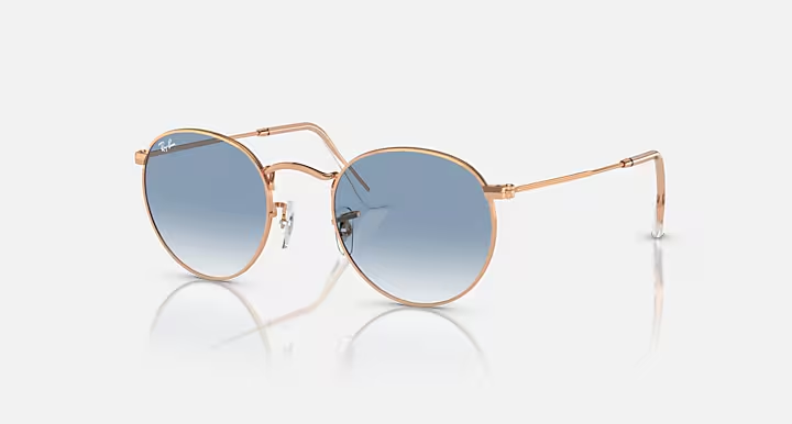 Ray Ban Round Metal, Rosegold, Clear Gradient Blue, 53