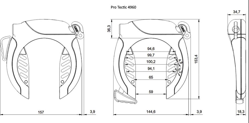 ABUS Rahmenschloss Pro Tectic 4960 NR ohne Halter schwarz