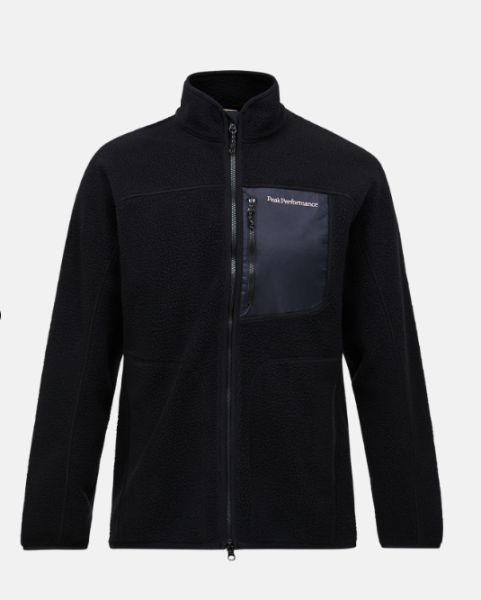 Peak Performance M NatureRush Pile Zip Jac-BLACK-BLACK, BLACK/BLACK