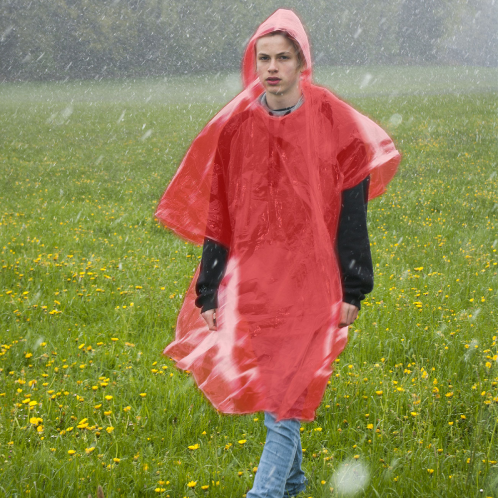 Korntex Einweg Regenponcho, rot, one size