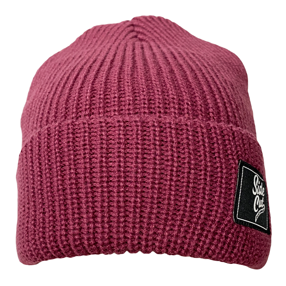 Bergsee Side Cut Cuff Beanie, Red violet